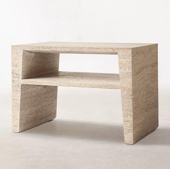 Nordic Style Square Trapezoidal Travertine Living Room Sofa Side Table Tea Table Designer Light Luxury Double Bedside Table