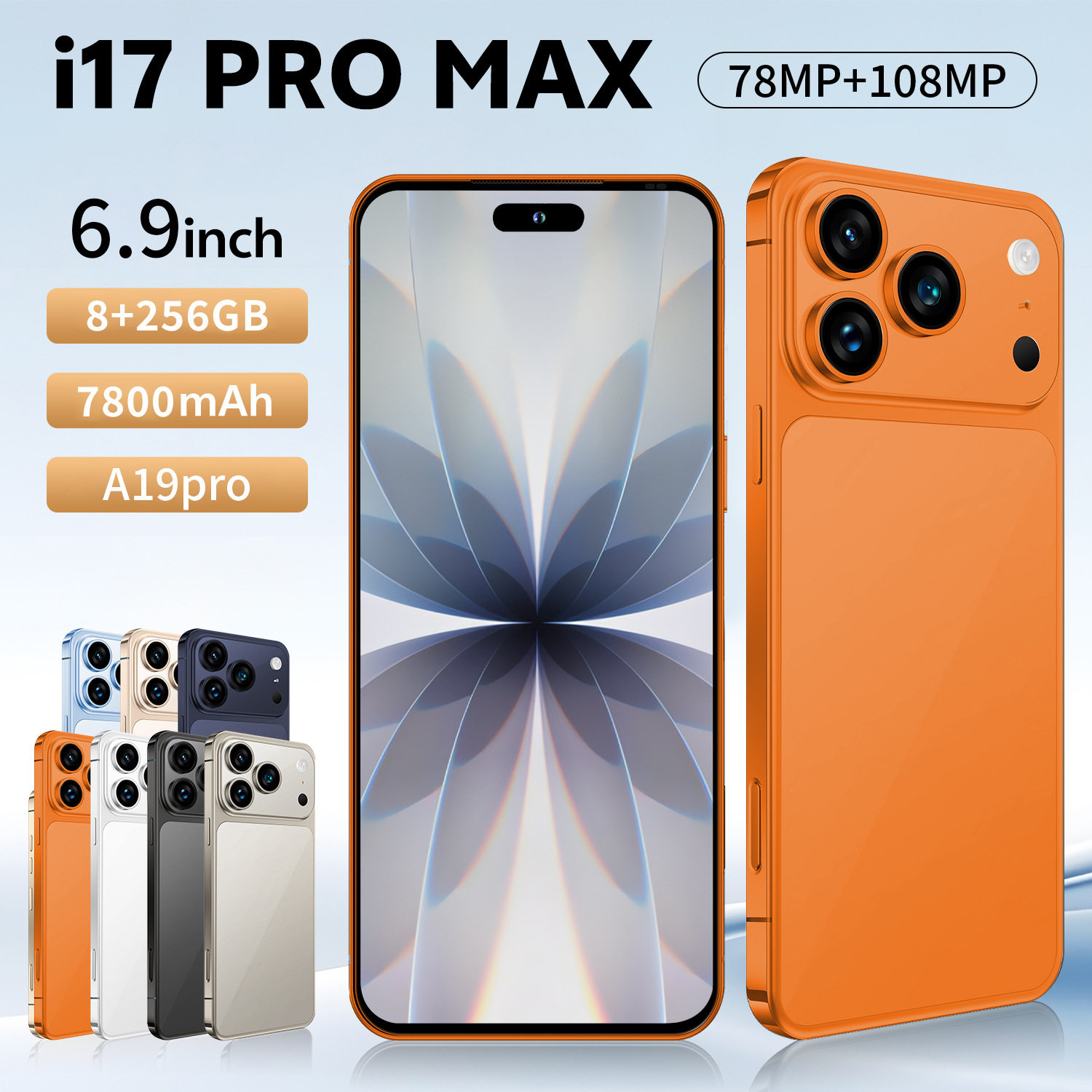 爆款跨境智能手机i17promax 全频段4G全球通4+64安卓12.0智能手机