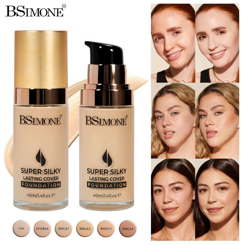 No Makeup Removal, Natural Concealer, Easy to Apply, 6-Color Liquid Foundation, Excellent Concealing Power, Waterproof, Sweat-Proof, Long-Lasting Fresh Foundation