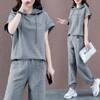 Plus Size Women's Clothing 2025 Fat Girl Summer New Loose Slimming Casual Sports Suit Fashionable Hooded Two-Piece Set