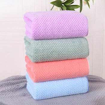 New Enlarged and Thickened Bath Towel, Face Towel, Coral Velvet Pineapple Grid Household Adult Quick-Drying and Absorbent Wholesale
