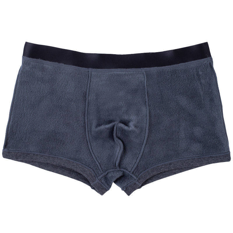 New Men's fleece-lined boxer shorts autumn and winter thickened thermal underwear lengthened mid-waist cold-proof boxer shorts