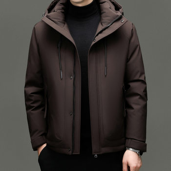 2025 New Winter White Duck down Jacket Men's Cold-Proof and Warm Pure Color Dad Jacket Dropshipping