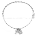 Silver letter with diamond cross necklace