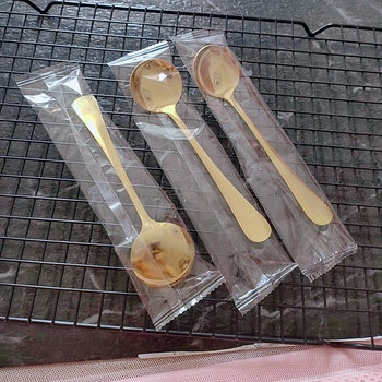 Stainless Steel Spoon Thickeneded Commercial Dessert Spoon Bird's Nest Spoon Takeaway Packaged Fast Food Soup Spoon Individually Packaged Tableware