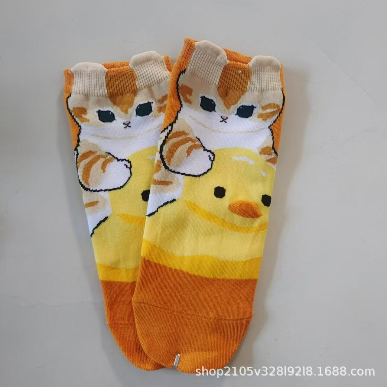 日单mofusand鲨鱼猫库存炸虾猫系列外贸出口女卡通棉袜短袜可爱袜