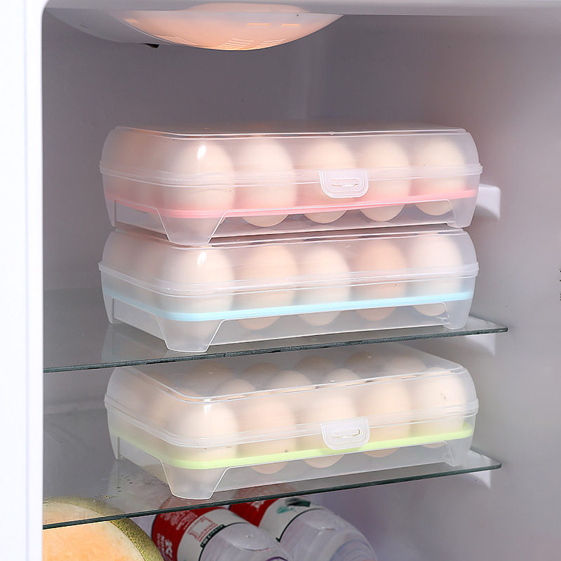 Kitchen 15-compartment refrigerator egg box fresh-keeping box plastic portable food storage box transparent egg tray box
