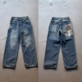 Denim trousers / white robe