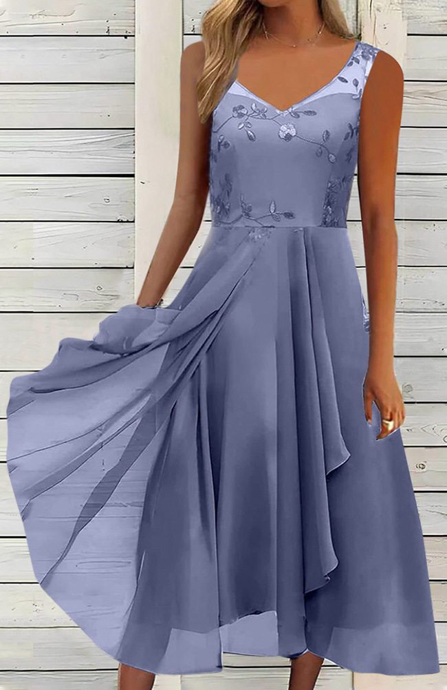 Chiffon and Mesh Sleeveless Dress Elegant Hollow Out Long Gown for Bridesmaids Perfect for Evening Events Wholesale