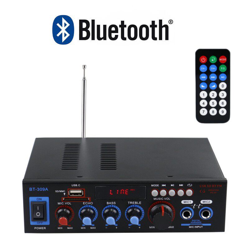 Мини-плата усилителя мощности BT-309A U disk radio DC 12V 220V Bluetooth усилитель мощности Изображение 1