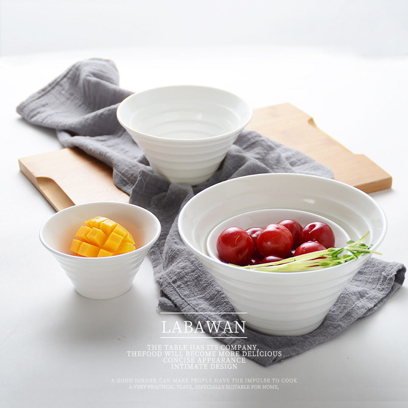 Pure white horn ceramic soup bowl salad bowl dessert bowl fruit bowl dessert bowl snack bowl ice cream ice cream bowl