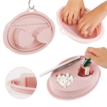 Cross-border Explosive Silicone Nail Art Soaking Hand Bowl Softening Corneous Soaking Bowl Foldable Portable Nail Art Tool