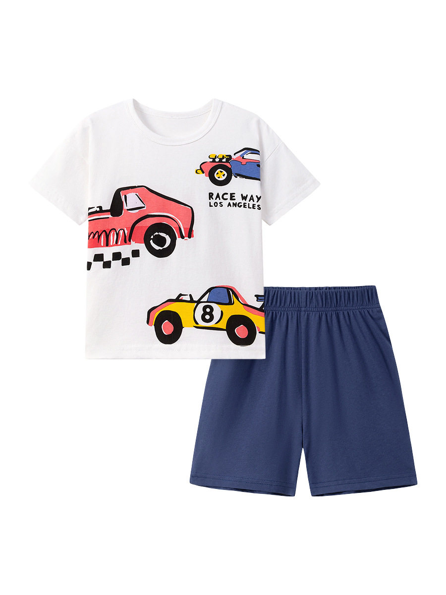 Summer Casual Kids' Set, Cartoon Car Boys' Outfit, [Style] Kids' Clothing