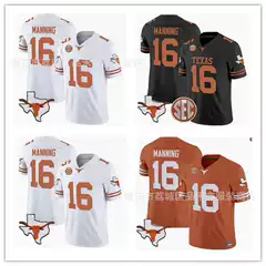 Three generations of new Texas Longhorns #16 Peyton Manning men's and women's short sleeve college version