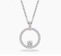 Circle round diamond white gold necklace