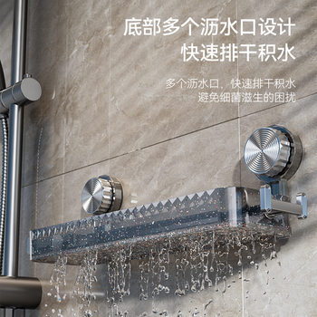 Light Luxury Straight Suction Cup Storage Rack Double Hook Bathroom Shampoo Shower Gel Storage Rack Kitchen Punch-Free Storage