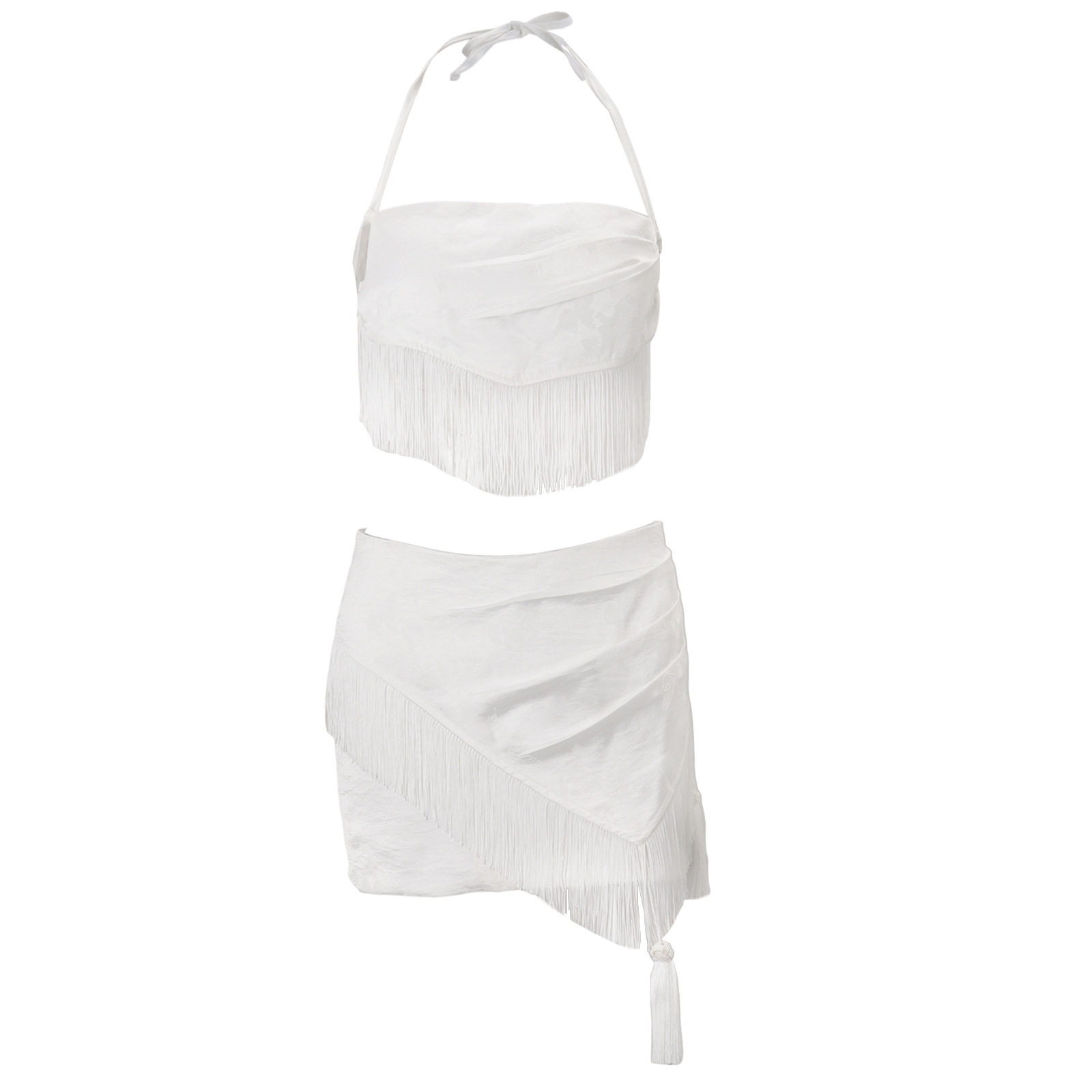 French Style Womens Summer Set Halter Neck Tassel Top Bodycon Skirt Elegant Occasion Wear Wholesale Available