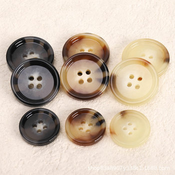 Resin button coat bright button coat suit woolen woolen round accessories four-eye exquisite black button