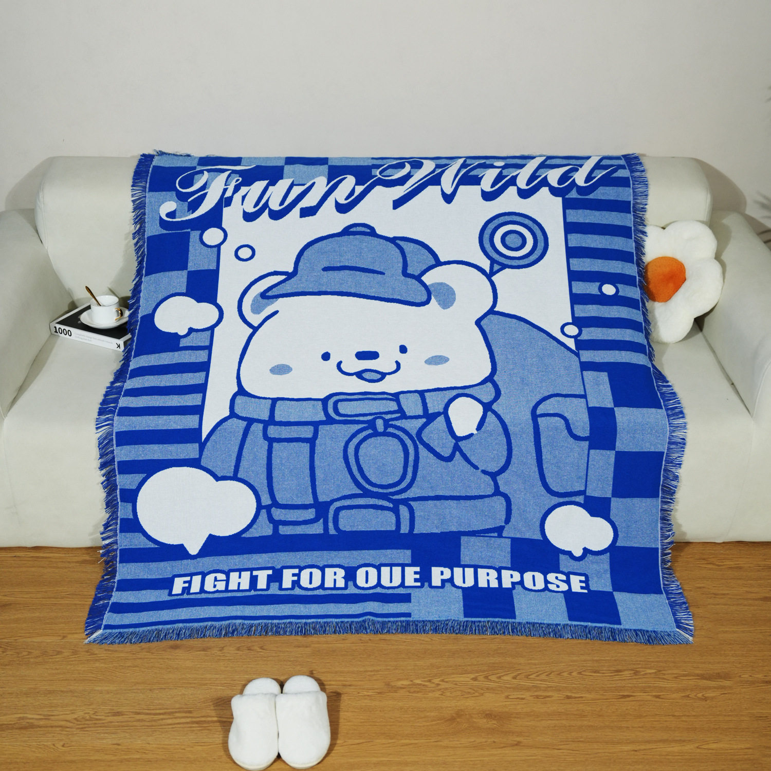 New Cartoon Anime Style Decorative Tapestries Jacquard Line Blanket Car Nap Cover Blanket Double Sided Available Gift Blanket Hot Sale