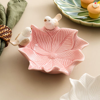 Bird Dessert Plate Ceramic Jewelry Storage Plate Creative Cute Storage Rack Soap Dish Light Luxury High-End Plate