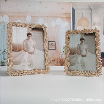 XY028 light gold metal fashion simple metal photo frame table, horizontal and vertical dual-use model room table