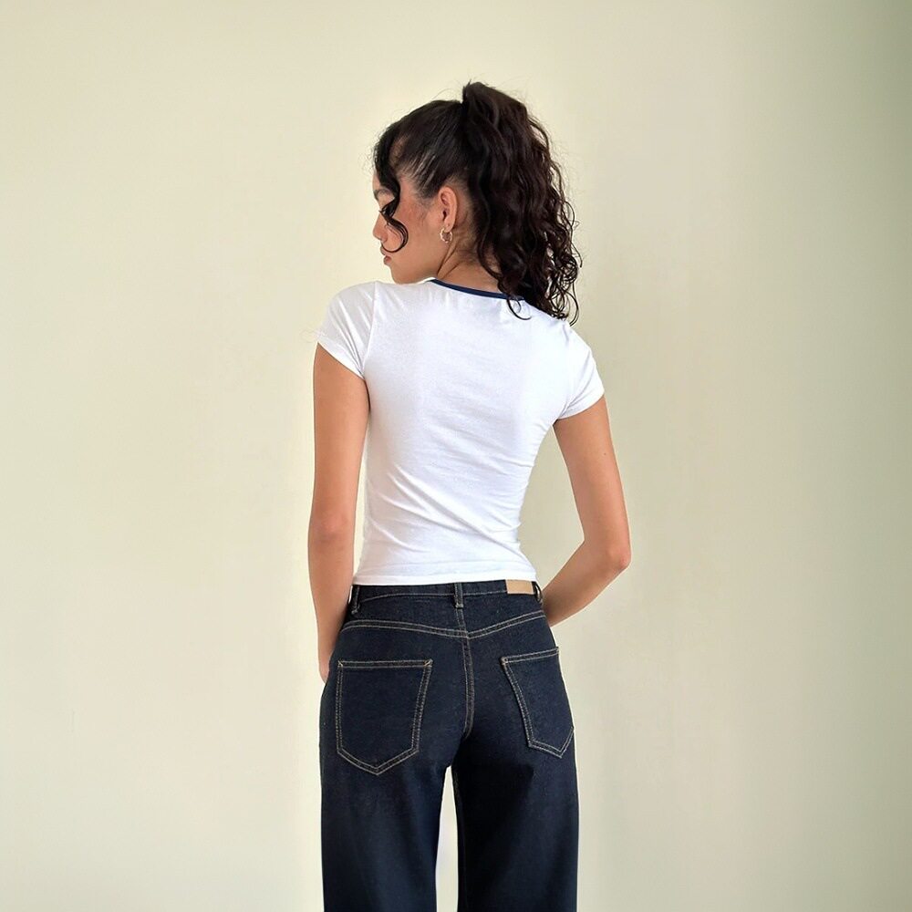 Womens Short Sleeve T Shirt Simple Chinese Style Slim Fit Round Neck Summer Casual Wear Wholesale Available