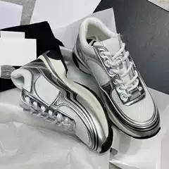 New Style Small Fragrant Daddy Shoes with Silver Horns, King Sports and Casual Shoes, Increased Color Matching Genuine Leather Versatile Women's Sports Shoes