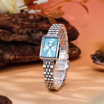 Dinuo_5917 Women's Watch Imported Quartz Sun Pattern Dial Solid Steel Belt Fashion New Commuter