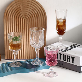 Atmosphere Wine Glass Retro Embossed Diamond Glass Glass Goblet Champagne Glass Juice Glass