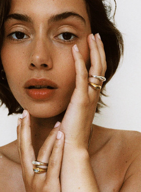 欧美INS网红潮流18k金不锈钢透明闭口戒指时尚不掉色饰品