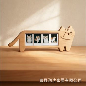Wooden Photo Frame Ornaments, Cute Cat-Shaped Photo Storage Frames, Desktop Decorative Frame Ornaments, Multi-Grid Photo Table