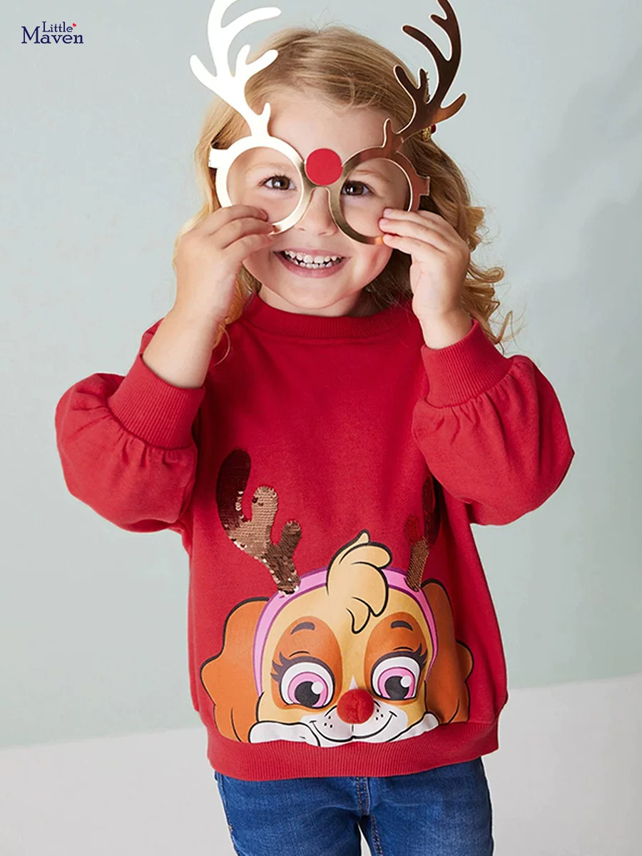 Christmas Girls' Hoodie, Cute Cartoon Deer Kids' Clothing, Autumn Cotton Kids' Hoodie