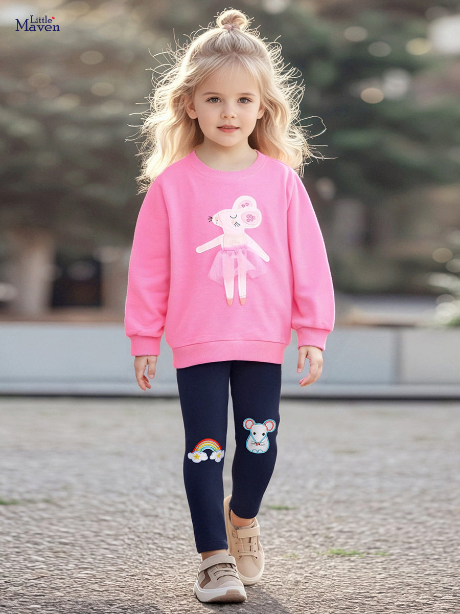 Nouvel ensemble fille, ensemble enfant, tenue enfant manche longue automne deux pièces