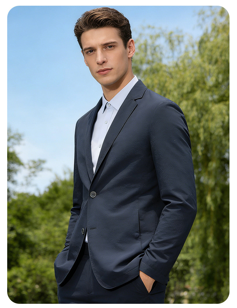 Áo blazer nam mỏng nhẹ chất liệu nylon co giãn thoáng khí chống nắng dáng ôm — Xanh đậm, màu đen, Màu kaki