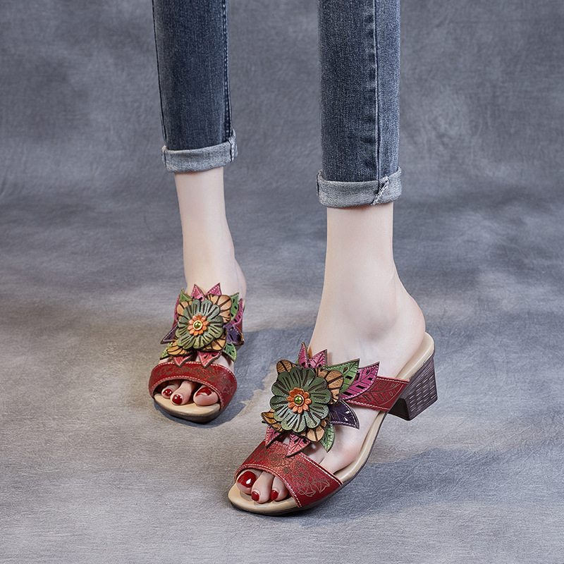 Chỉ Size 37 Sale Sốc: Giày Dép Lê Nữ Wede Gót Vuông Hàng Mùa Hè Phục Cổ Cổ Điển Miệng Cá Giày Dép Nữ Chất Liệu Da Bò G05 Sản Phẩm Mới, (Miễn Phí Vận Chuyển Toàn Quốc).