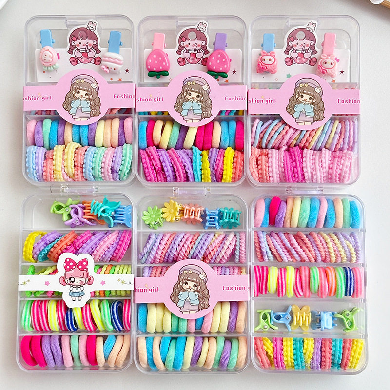 儿童糖果色小盒皮筋发绳发夹套装弹力不伤发拇指发圈发饰,淘宝优惠券,粉丝福利购,淘宝优惠卷