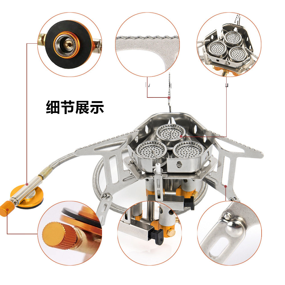 Cassette Stove Folding Stove Samsung Burner Camping Picnic Equipment Stove Barbecue Stove Three-Core Folding Stove