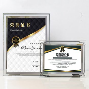 Casual Transparent Crystal Glass Photo Frame A4 Table High-End 7inch 8inch Honorary Certificate Display Frame Authorization Letter Frame