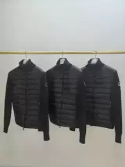 High-Quality European Autumn and Winter Classic Zipper High Stand Collar Jacket down Jacket Men's Commuter Knitted Splicing Jacket