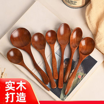 In stock wholesale wooden spoon cormu old paint household creative solid wood spoon for eating and broadcasting the same big spoon dessert spoon in stock