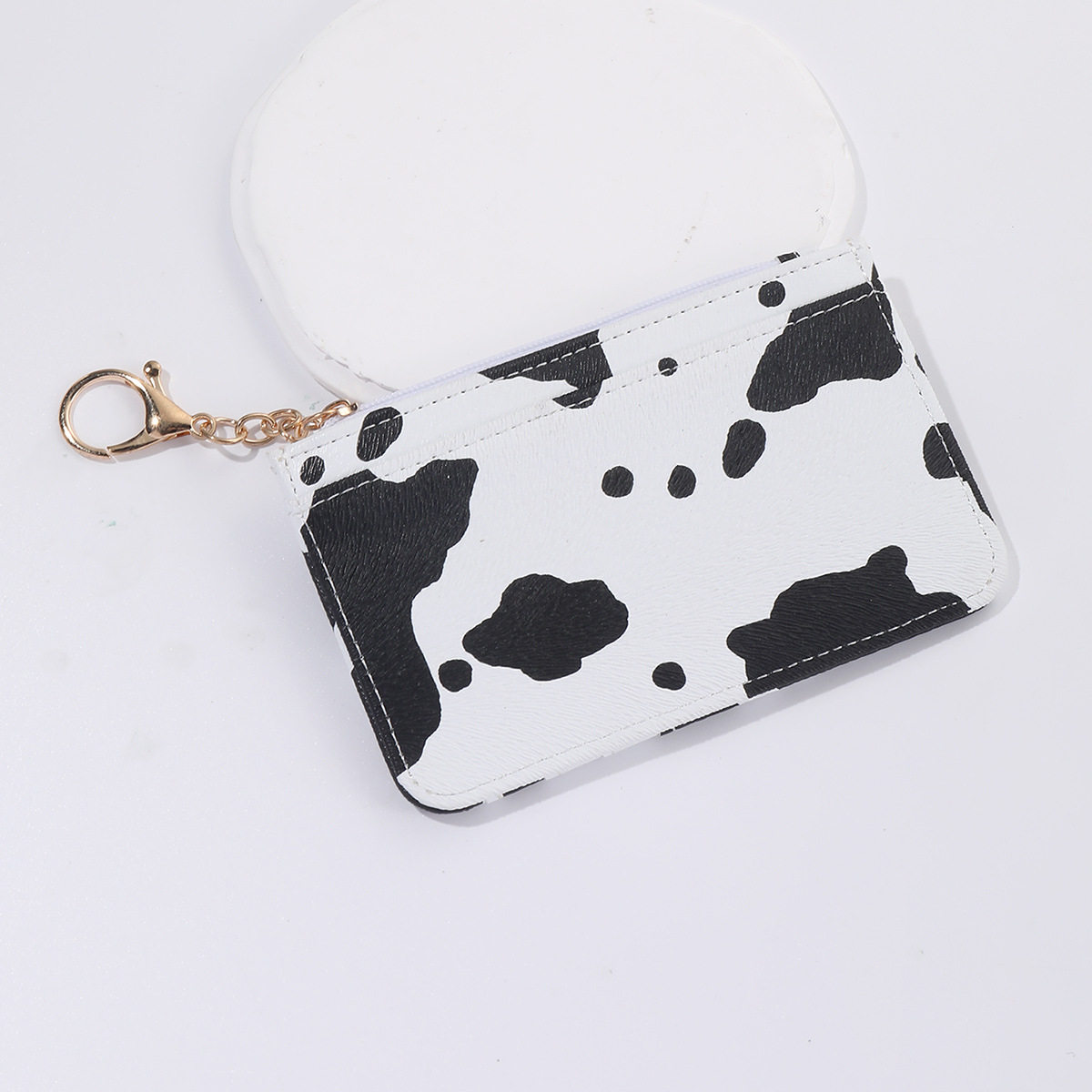Amazon Cross-Border Cow Print Card Holder, Fashionable and Unique Small Wallet, Pu Keychain, Credit Card Coin Purse, Diamond Pattern