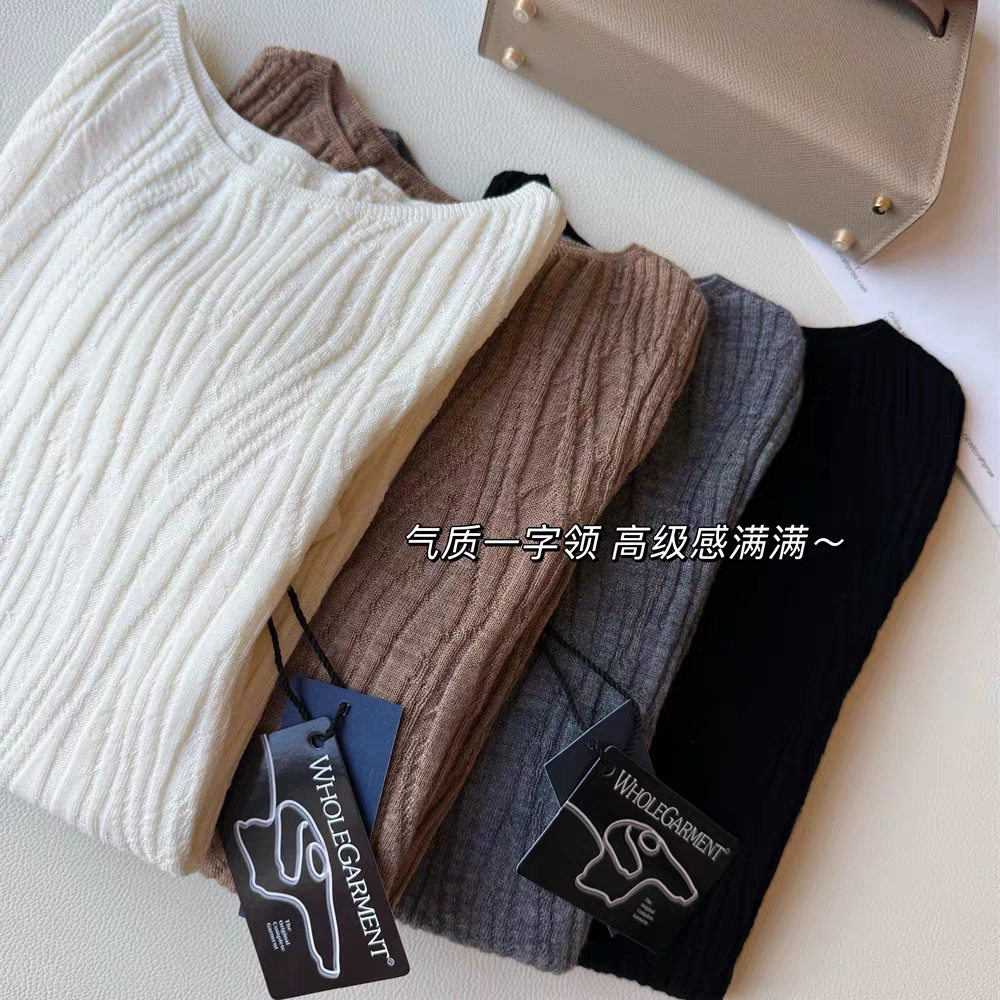 "โบหยุนชา" ขนสัตว์ขนยาว 100% เสื้อกันหนาวระลอกน้ำ 2025 ฤดูใบ...