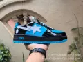 Blue, black, and white
