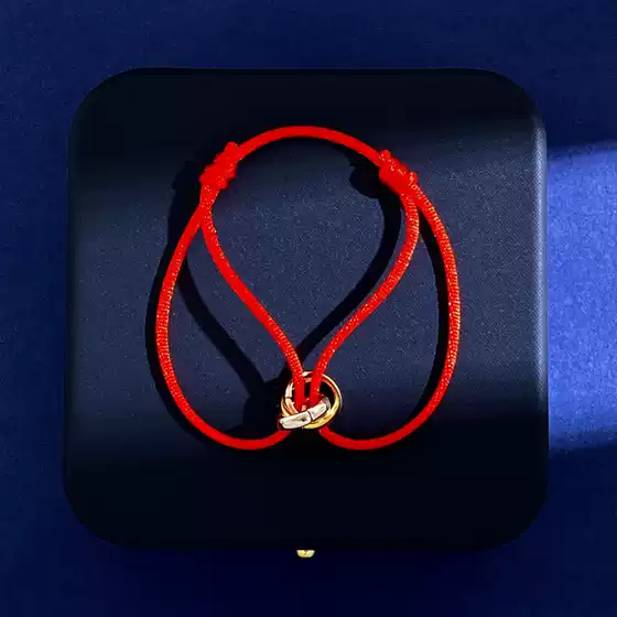 Hand-woven three-color small three-ring red rope lovers this life year transfer bracelet valentine's day gift for male girlfriend