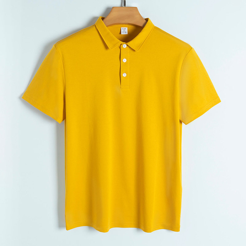 190g匹马棉高支丝光棉polo衫衬衫领商务休闲纯色短袖男polo衫男