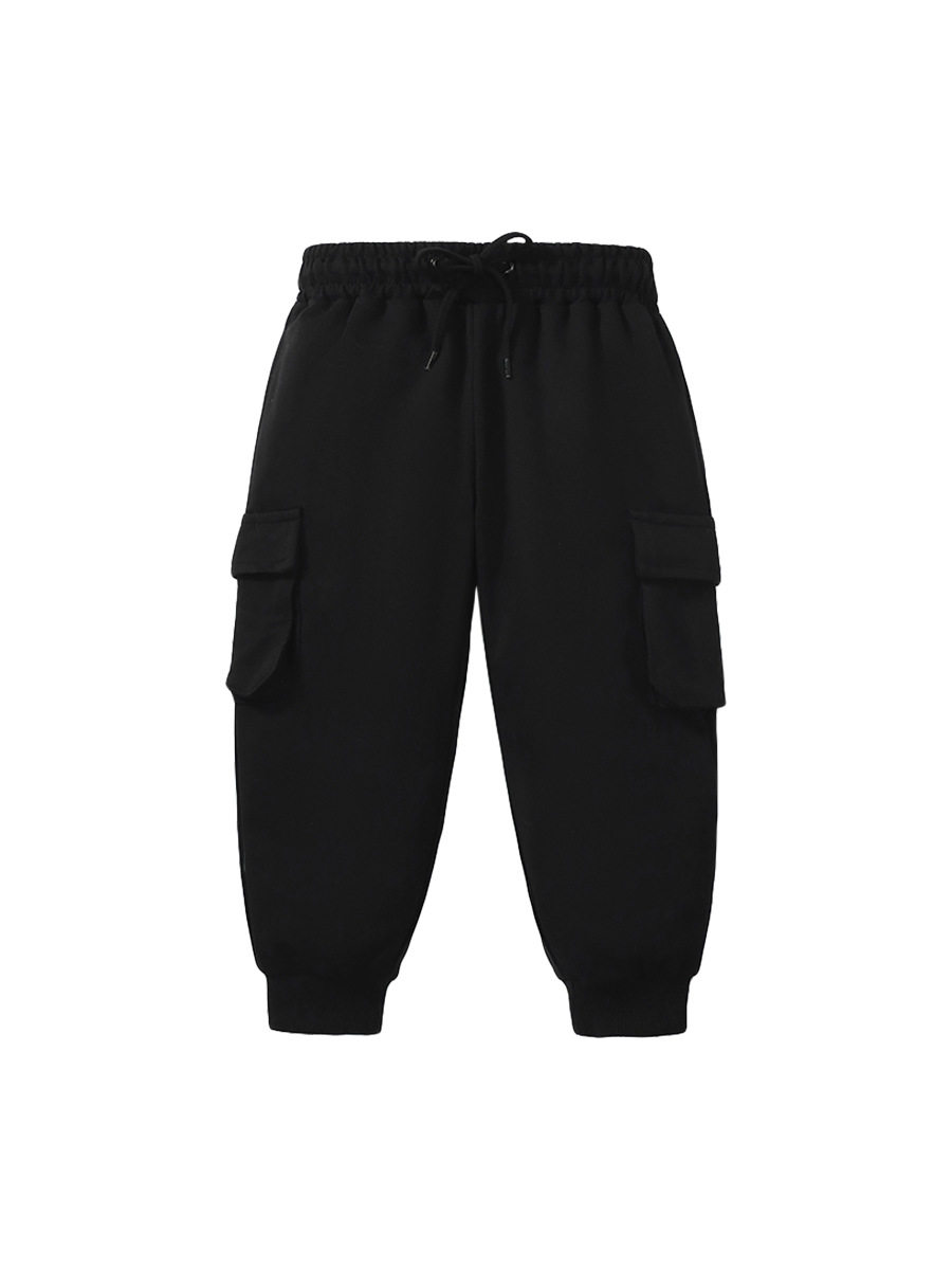 Kids' Long Pants, Autumn Cotton Boys' Cargo Pants, Black Casual Kids' Trousers
