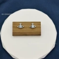 Blue diamond track stud earrings