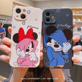 Cartoon X Couple Mickey Minnie iphone13 Phone Case Apple 14pro Straight Edge Rubik's Cube 11 All-inclusive
