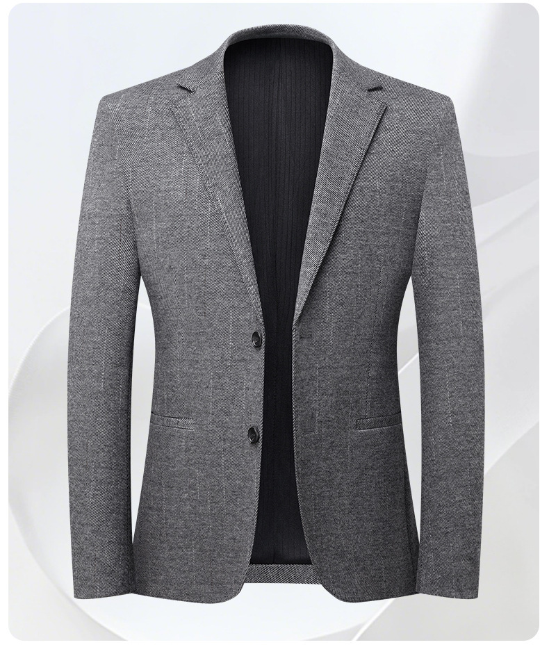 Áo blazer nam pha len dày dặn dáng ôm vừa, không cần là, giặt máy được — Cà phê Jindian, thanh niên màu xám
