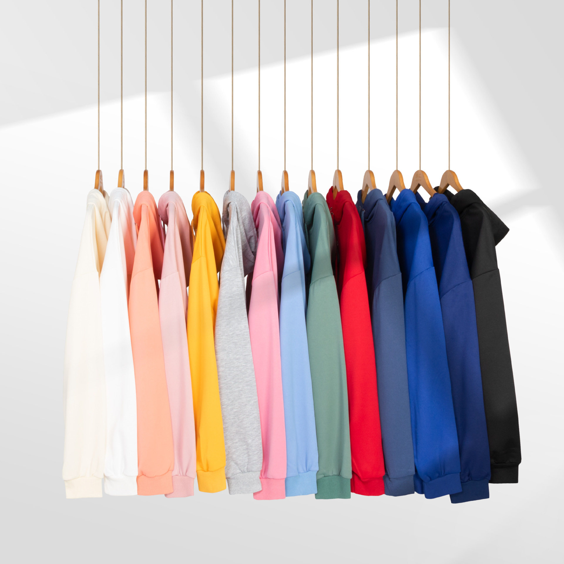 跨境亚马逊春秋季落肩宽松涤纶纯色连帽卫衣男女款情侣套头长袖衫